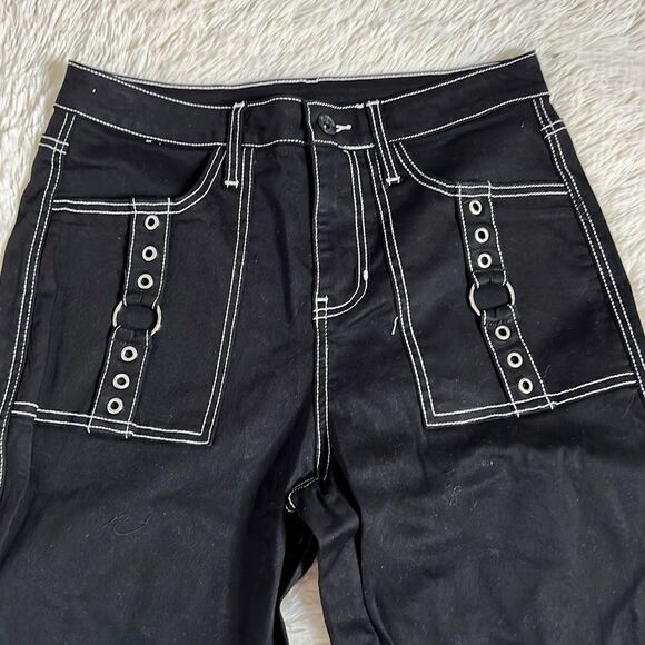 Hot Topic Denim high rise carpenter lace up wide leg pants Size Large - Picture 4 of 6